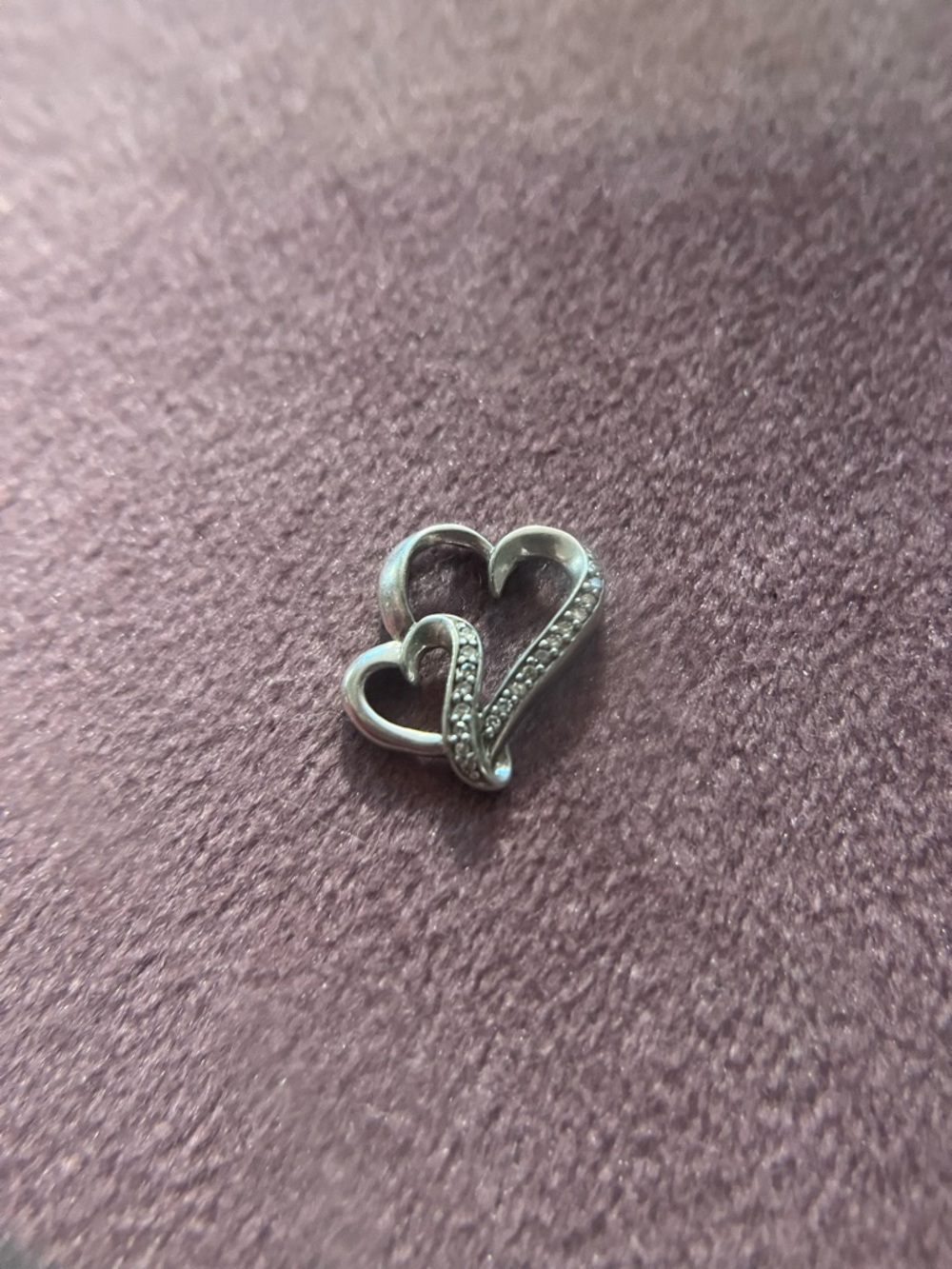 Sterling Silver Double Heart Pendant with Diamond Accents - Women Jewelry